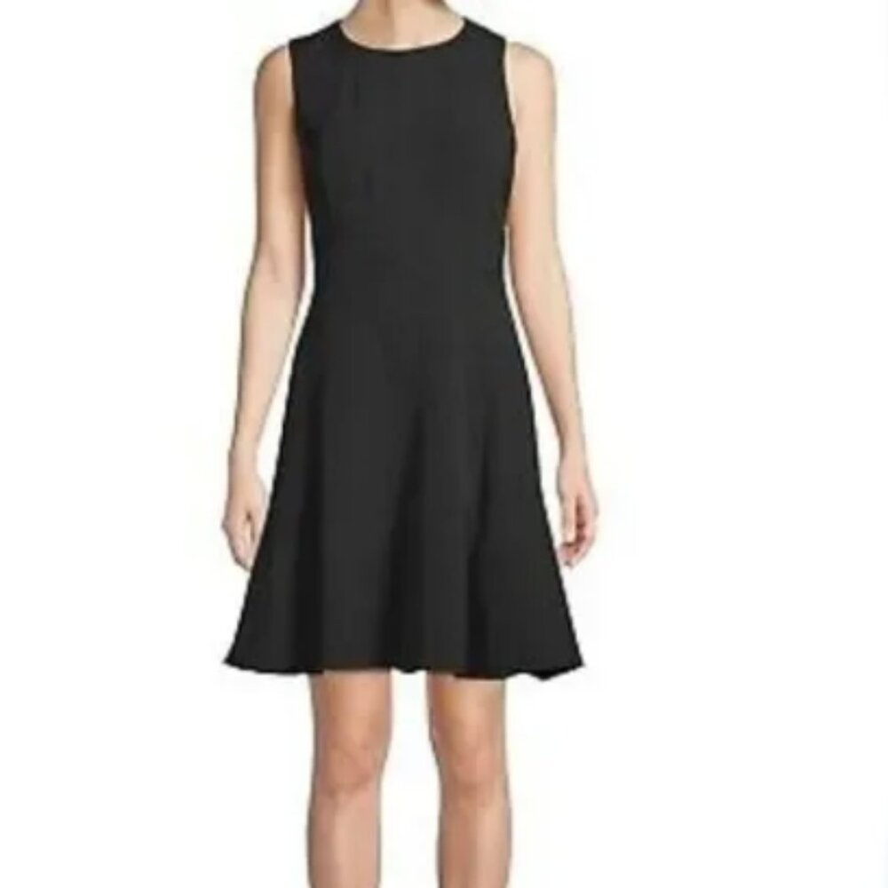 Michael Michael Kors Black Ribbed Knit Fit & Flare Dress Sleeveless Size M